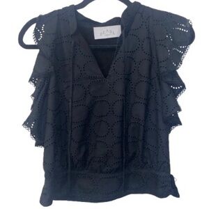 Pearl by Lela Rose Black Eyelet Women's Top